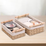 Maxbell 2 Pieces Woven Baskets Display with Handle for Coffee Snacks Drinks and Food beige