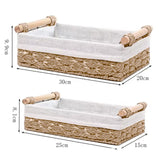 Maxbell 2 Pieces Woven Baskets Display with Handle for Coffee Snacks Drinks and Food beige