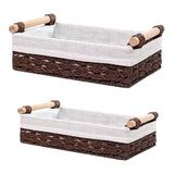 Maxbell 2 Pieces Woven Baskets Display with Handle for Coffee Snacks Drinks and Food brown