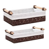 Maxbell 2 Pieces Woven Baskets Display with Handle for Coffee Snacks Drinks and Food brown