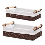 Maxbell 2 Pieces Woven Baskets Display with Handle for Coffee Snacks Drinks and Food brown
