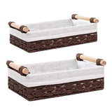 Maxbell 2 Pieces Woven Baskets Display with Handle for Coffee Snacks Drinks and Food brown