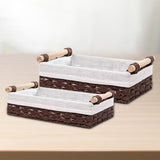Maxbell 2 Pieces Woven Baskets Display with Handle for Coffee Snacks Drinks and Food brown