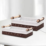 Maxbell 2 Pieces Woven Baskets Display with Handle for Coffee Snacks Drinks and Food brown