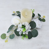 Maxbell Candle Ring Decor Round Greenery Wreath for Anniversary Party Dining Room
