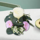 Maxbell Candle Ring Gifts Garland Greenery Wreath for Festival Dining Room Farmhouse Pink