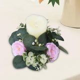 Maxbell Candle Ring Gifts Garland Greenery Wreath for Festival Dining Room Farmhouse Pink