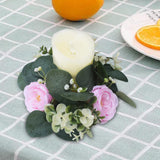 Maxbell Candle Ring Gifts Garland Greenery Wreath for Festival Dining Room Farmhouse Pink