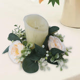 Maxbell Candle Ring Gifts Garland Greenery Wreath for Festival Dining Room Farmhouse Champagne