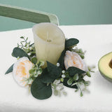 Maxbell Candle Ring Gifts Garland Greenery Wreath for Festival Dining Room Farmhouse Champagne