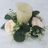 Maxbell Candle Ring Gifts Garland Greenery Wreath for Festival Dining Room Farmhouse Champagne