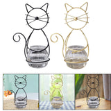 Maxbell Hydroponic Plant Vase with Cat Metal Holder for Home Bonsai Decor Desk Decor Black