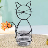 Maxbell Hydroponic Plant Vase with Cat Metal Holder for Home Bonsai Decor Desk Decor Black