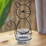 Maxbell Hydroponic Plant Vase with Cat Metal Holder for Home Bonsai Decor Desk Decor Black