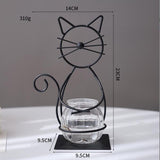 Maxbell Hydroponic Plant Vase with Cat Metal Holder for Home Bonsai Decor Desk Decor Black