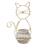 Maxbell Hydroponic Plant Vase with Cat Metal Holder for Home Bonsai Decor Desk Decor Gold