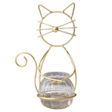 Maxbell Hydroponic Plant Vase with Cat Metal Holder for Home Bonsai Decor Desk Decor Gold