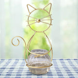 Maxbell Hydroponic Plant Vase with Cat Metal Holder for Home Bonsai Decor Desk Decor Gold