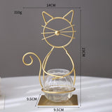Maxbell Hydroponic Plant Vase with Cat Metal Holder for Home Bonsai Decor Desk Decor Gold