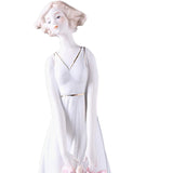 Maxbell Porcelain Lady Statue Nordic Ceramic Girl Figurine for Bedroom Cabinet Desk
