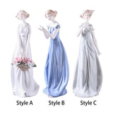 Maxbell Porcelain Lady Statue Nordic Ceramic Girl Figurine for Bedroom Cabinet Desk