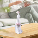 Maxbell Porcelain Lady Statue Nordic Ceramic Girl Figurine for Bedroom Cabinet Desk