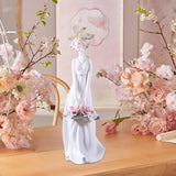 Maxbell Porcelain Lady Statue Nordic Ceramic Girl Figurine for Bedroom Cabinet Desk