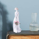 Maxbell Porcelain Lady Statue Nordic Ceramic Girl Figurine for Bedroom Cabinet Desk