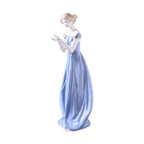 Maxbell Porcelain Lady Statue Nordic Ceramic Girl Figurine for Bedroom Cabinet Desk
