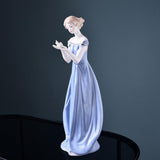 Maxbell Porcelain Lady Statue Nordic Ceramic Girl Figurine for Bedroom Cabinet Desk