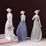Maxbell Porcelain Lady Statue Nordic Ceramic Girl Figurine for Bedroom Cabinet Desk