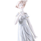 Maxbell Porcelain Lady Statue Nordic Ceramic Girl Figurine for Bedroom Cabinet Desk