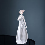 Maxbell Porcelain Lady Statue Nordic Ceramic Girl Figurine for Bedroom Cabinet Desk