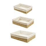 Maxbell 3Pcs Woven Baskets Rectangular Organizer Bins for Cosmetics Appetizer Snacks