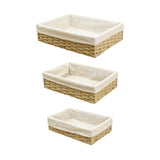 Maxbell 3Pcs Woven Baskets Rectangular Organizer Bins for Cosmetics Appetizer Snacks