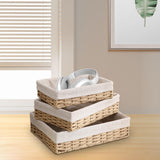 Maxbell 3Pcs Woven Baskets Rectangular Organizer Bins for Cosmetics Appetizer Snacks