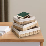 Maxbell 3Pcs Woven Baskets Rectangular Organizer Bins for Cosmetics Appetizer Snacks
