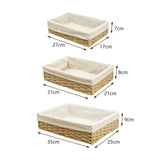 Maxbell 3Pcs Woven Baskets Rectangular Organizer Bins for Cosmetics Appetizer Snacks