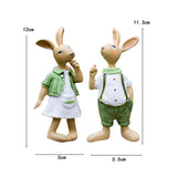 Maxbell 2Pcs Standing Bunny Sculpture Yard Table Creative Garden Rabbit Statues