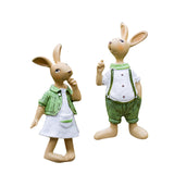 Maxbell 2Pcs Standing Bunny Sculpture Yard Table Creative Garden Rabbit Statues