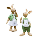 Maxbell 2Pcs Standing Bunny Sculpture Yard Table Creative Garden Rabbit Statues