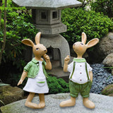 Maxbell 2Pcs Standing Bunny Sculpture Yard Table Creative Garden Rabbit Statues