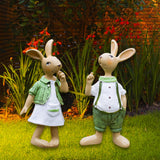 Maxbell 2Pcs Standing Bunny Sculpture Yard Table Creative Garden Rabbit Statues