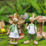 Maxbell 2Pcs Standing Bunny Sculpture Yard Table Creative Garden Rabbit Statues