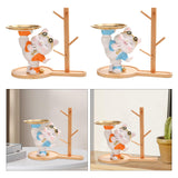 Maxbell Cat Figurine Desk Storage Tray Art Craft Ornament for Bookshelf Dining Table orange