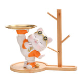 Maxbell Cat Figurine Desk Storage Tray Art Craft Ornament for Bookshelf Dining Table orange