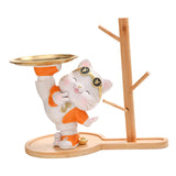 Maxbell Cat Figurine Desk Storage Tray Art Craft Ornament for Bookshelf Dining Table orange