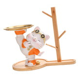 Maxbell Cat Figurine Desk Storage Tray Art Craft Ornament for Bookshelf Dining Table orange