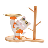 Maxbell Cat Figurine Desk Storage Tray Art Craft Ornament for Bookshelf Dining Table orange