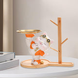 Maxbell Cat Figurine Desk Storage Tray Art Craft Ornament for Bookshelf Dining Table orange